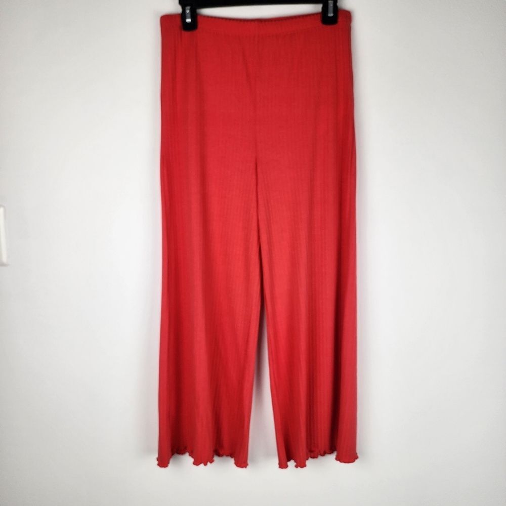 Billabong Easy Waves Pants Ribbed Wide Leg Cropped Red Coral Size L - Picture 4 of 14